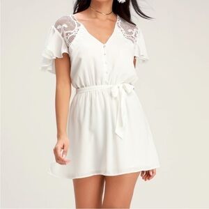 BB Dakota First Impressions White Crochet Lace Skater Dress